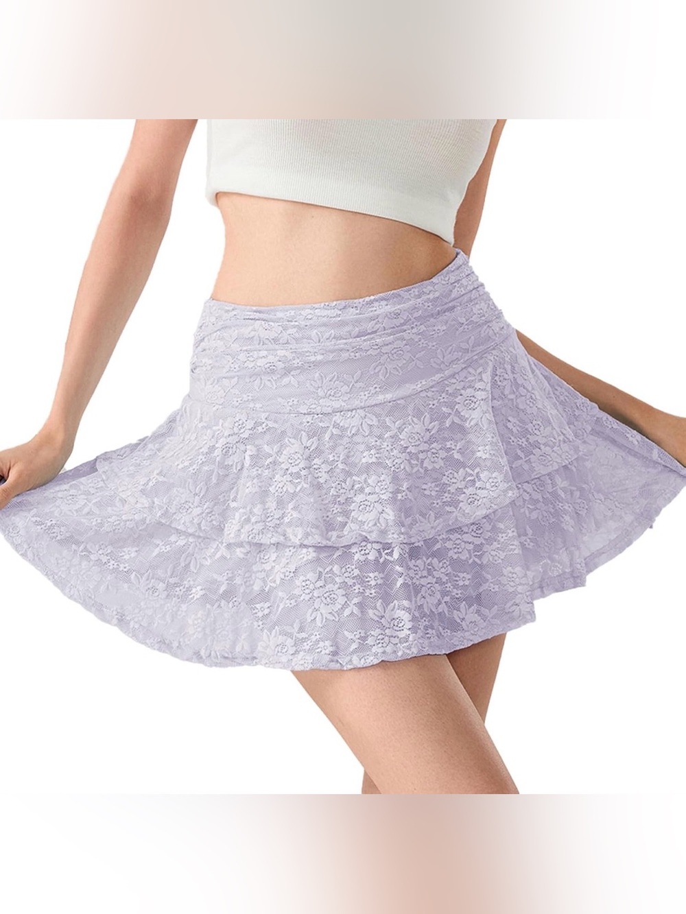 Lace Skirts for Women Y2k Low Waist Flowy Skirts layered ruffle mini skirt